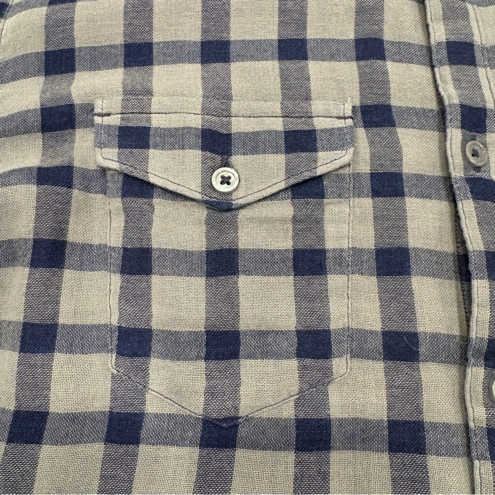 🌟JOHN VARVATOS🌟 DALE DOUBLEFACE PLAID BUTTON FRONT SHIRT NAVY / GREY SZ L - Picture 4 of 11